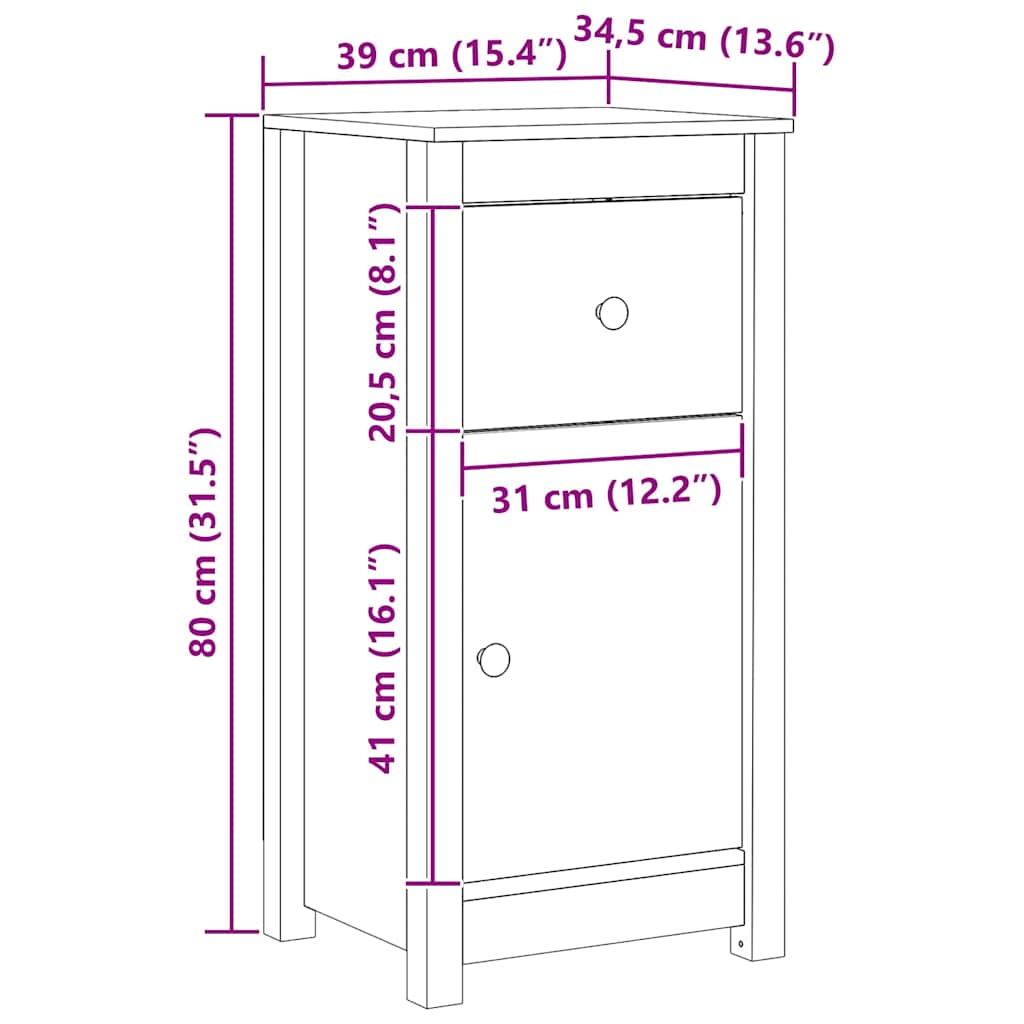 Sideboard 2 pcs Wachsbraun 39 x 34,5 x 80 cm