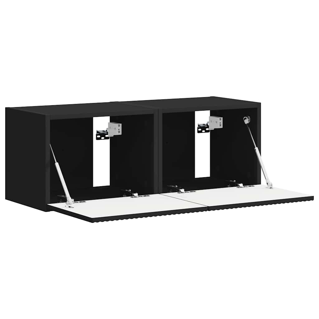 TV-Wandschrank 2 pcs Schwarz 39 x 31 x 29,5 cm Holzwerkstoff