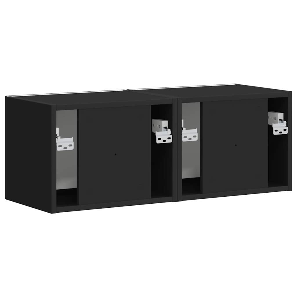 TV-Wandschrank 2 pcs Schwarz 39 x 31 x 29,5 cm Holzwerkstoff