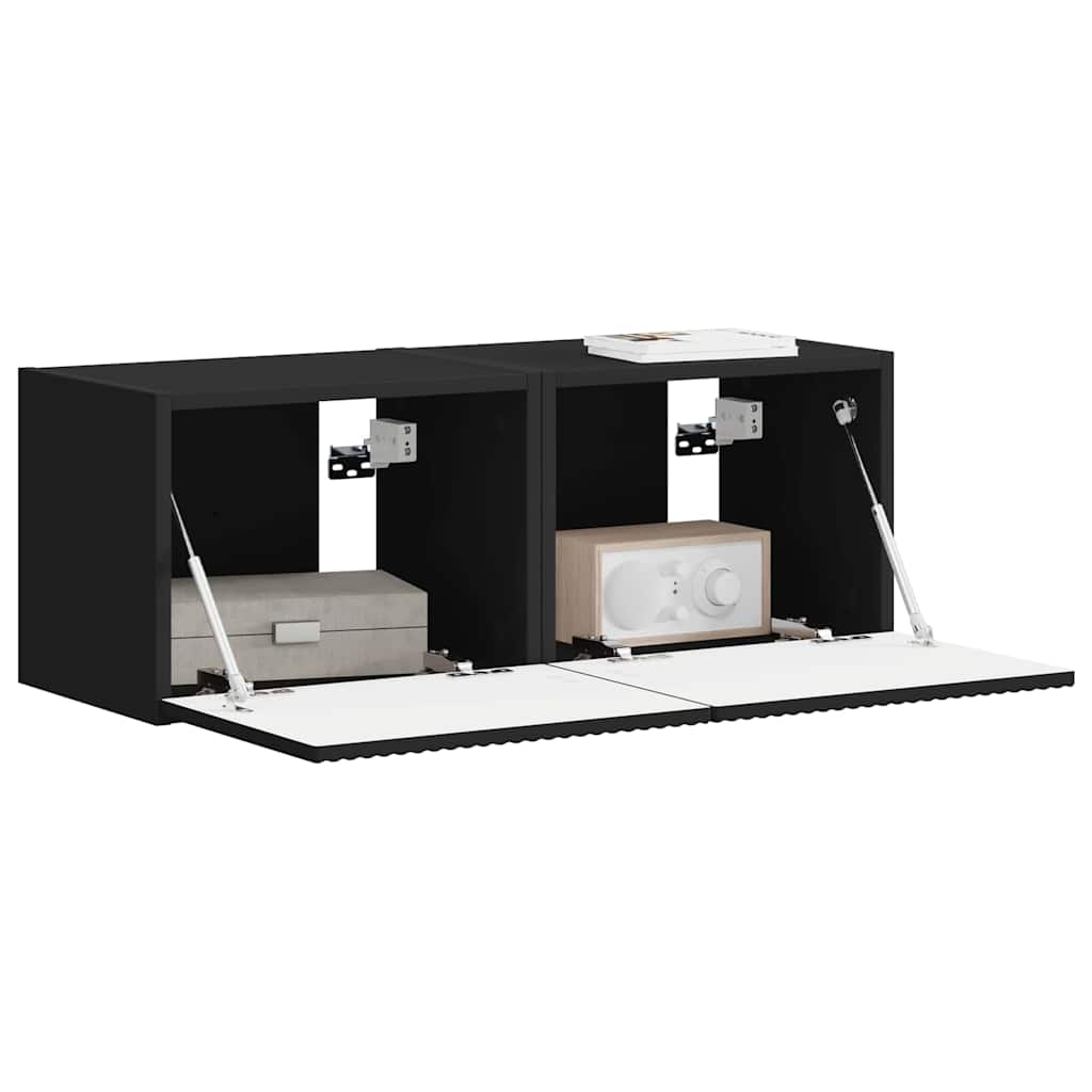 TV-Wandschrank 2 pcs Schwarz 39 x 31 x 29,5 cm Holzwerkstoff