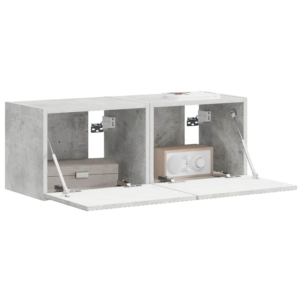 TV-Wandschrank 2 pcs Beton 39 x 31 x 29,5 cm Holzwerkstoff