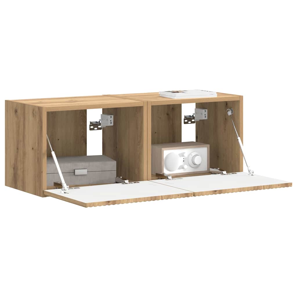 TV-Wandschrank 2 pcs Kunsthandwerk Eiche 39 x 31 x 29,5 cm