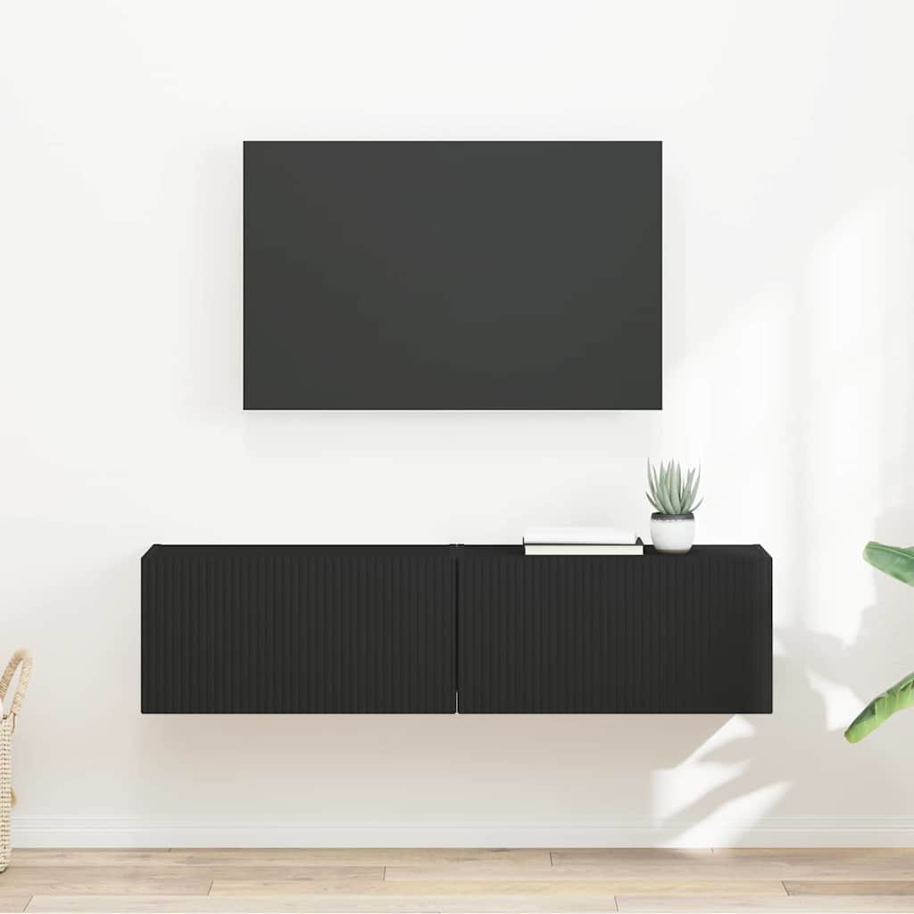 TV-Wandschrank 2 pcs Schwarz 60 x 31 x 29,5 cm Holzwerkstoff
