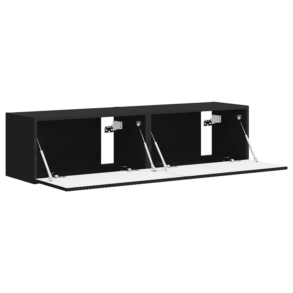 TV-Wandschrank 2 pcs Schwarz 60 x 31 x 29,5 cm Holzwerkstoff