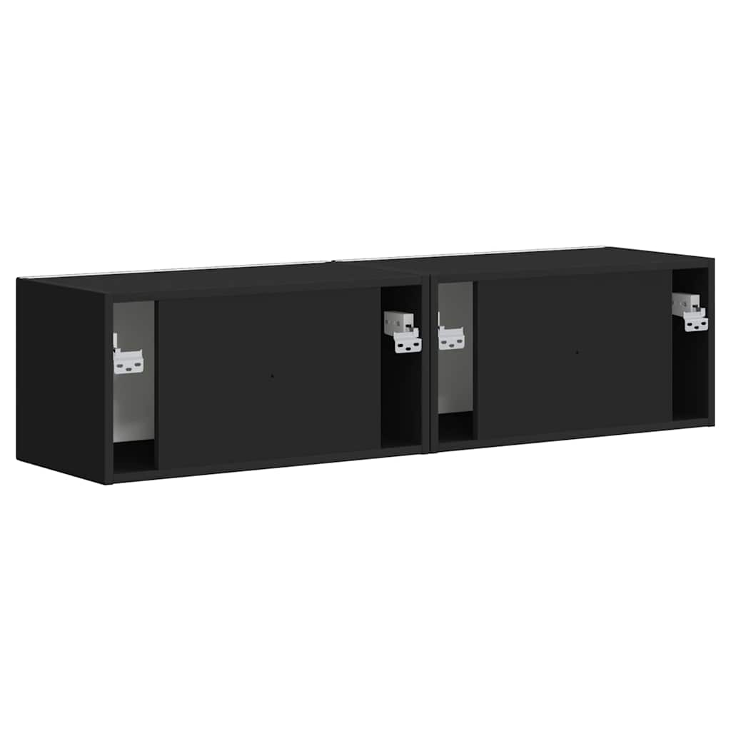 TV-Wandschrank 2 pcs Schwarz 60 x 31 x 29,5 cm Holzwerkstoff