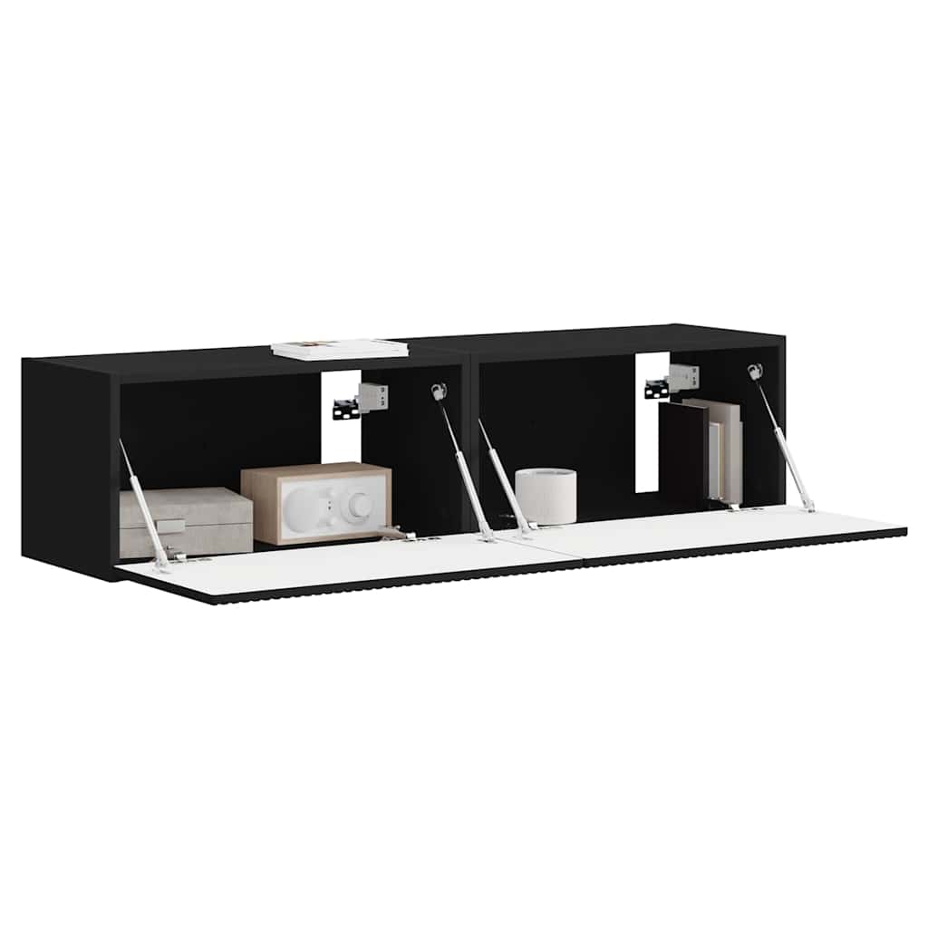 TV-Wandschrank 2 pcs Schwarz 60 x 31 x 29,5 cm Holzwerkstoff