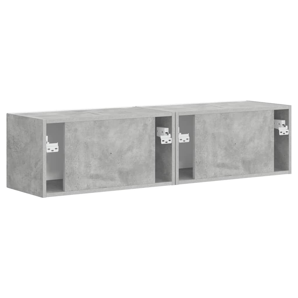 TV-Wandschrank 2 pcs Beton 60 x 31 x 29,5 cm Holzwerkstoff