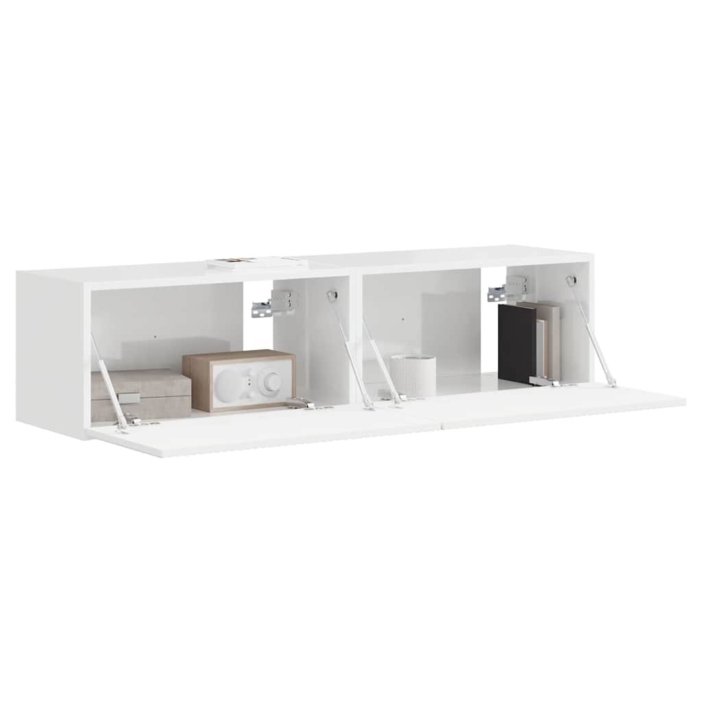 TV-Wandschrank 2 pcs Glänzend Weiß 60 x 31 x 29,5 cm