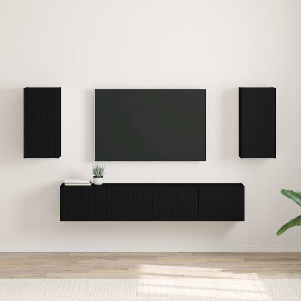 TV-Wandschrank 2 pcs Schwarz 30 x 31 x 60 cm Holzwerkstoff