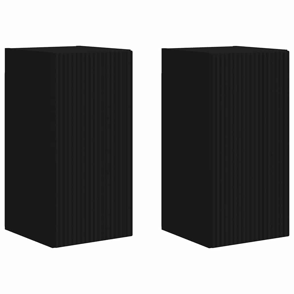 TV-Wandschrank 2 pcs Schwarz 30 x 31 x 60 cm Holzwerkstoff