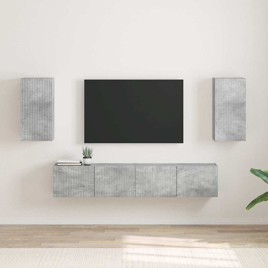 TV-Wandschrank 2 pcs Beton 30 x 31 x 60 cm Holzwerkstoff