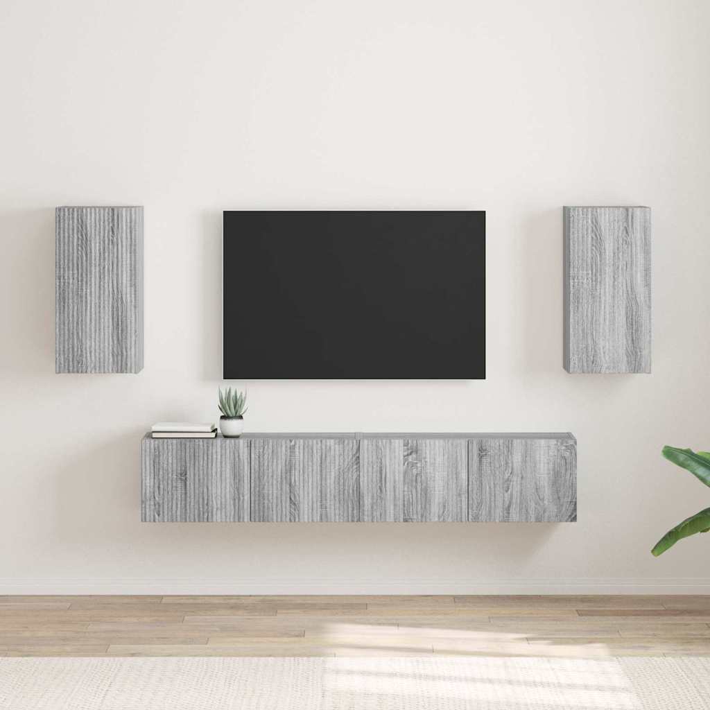 TV-Wandschrank Wandmontiert 2 pcs Graues Sonoma 30 x 31 x 60 cm