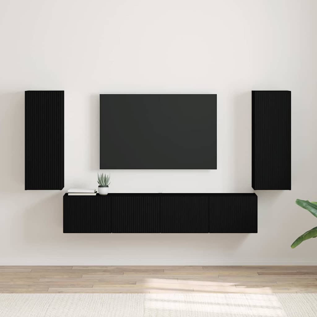 TV-Wandschrank 2 pcs Schwarz 30 x 31 x 80 cm Holzwerkstoff