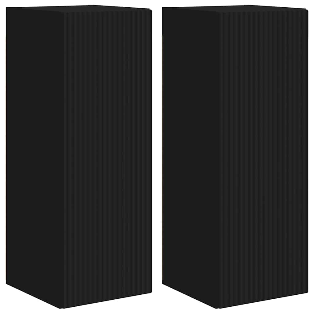 TV-Wandschrank 2 pcs Schwarz 30 x 31 x 80 cm Holzwerkstoff