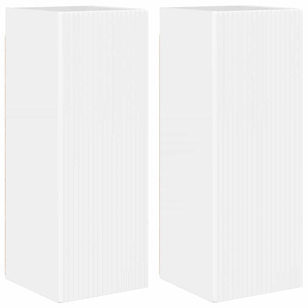 TV-Wandschrank Wandmontiert 2 pcs Glänzend Weiß 30 x 31 x 80 cm