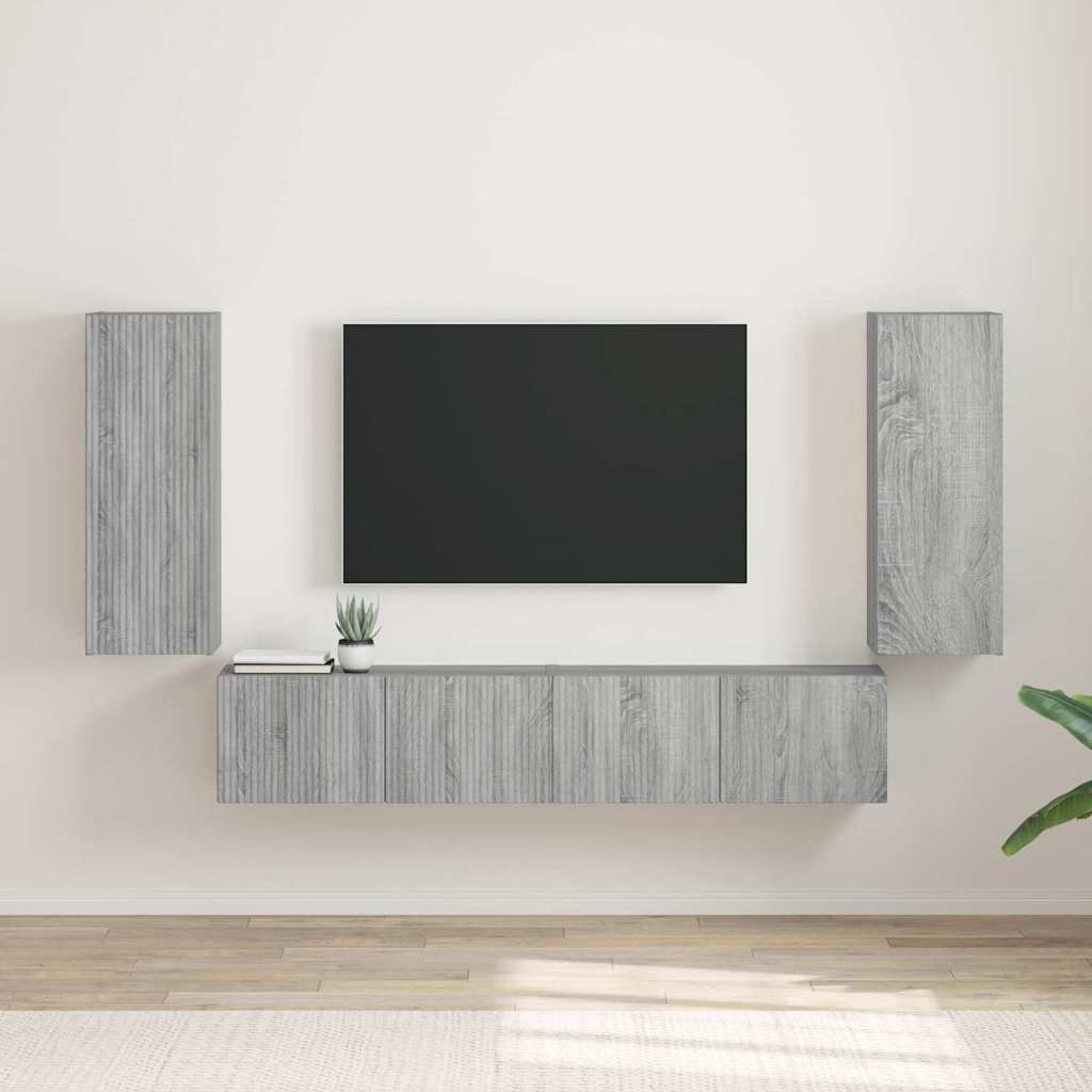 TV-Wandschrank Wandmontiert 2 pcs Graues Sonoma 30 x 31 x 80 cm