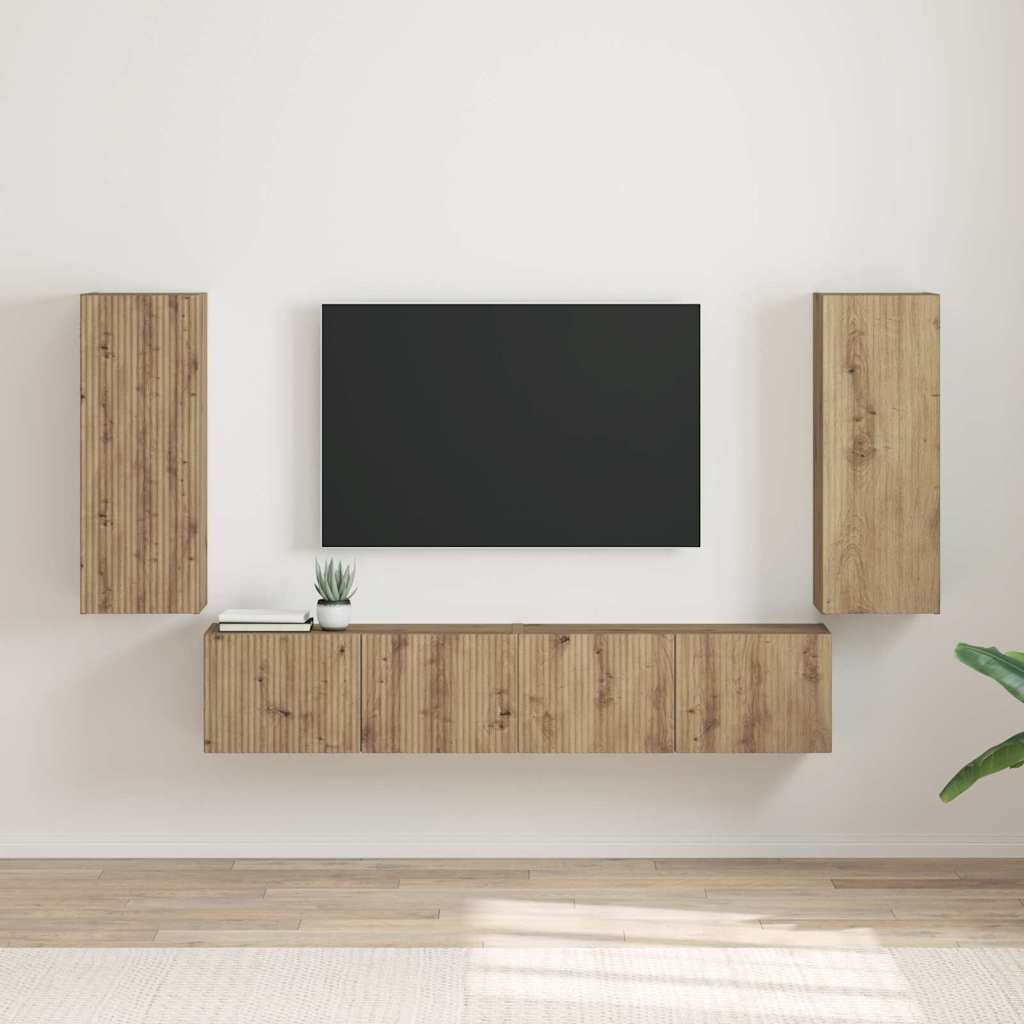 TV-Wandschrank 2 pcs Kunsthandwerk Eiche 30 x 31 x 80 cm