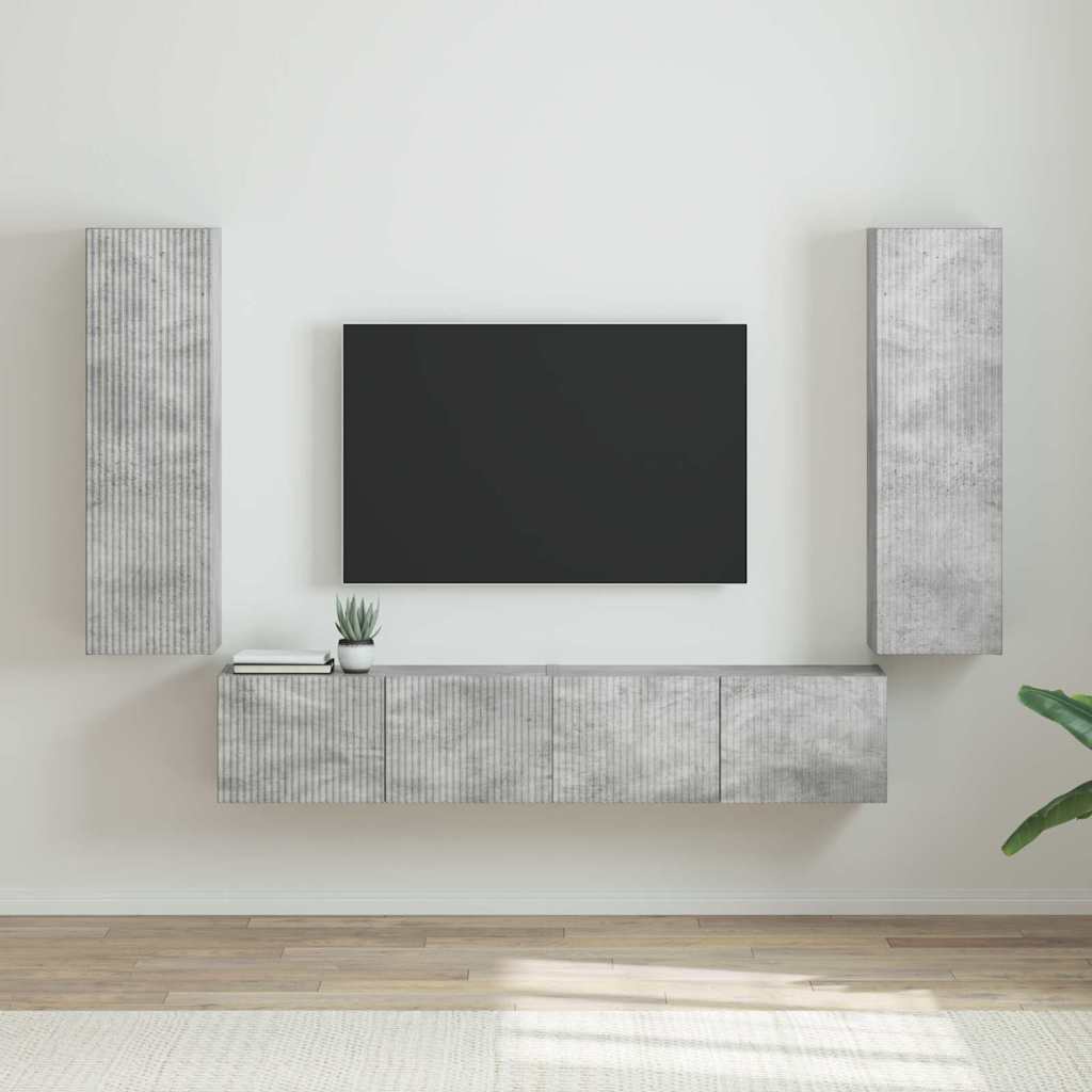 TV-Wandschrank 2 pcs Beton 30 x 31 x 100 cm Holzwerkstoff