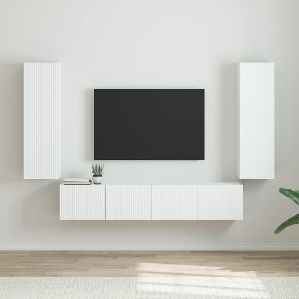 TV-Wandschrank 2 pcs Glänzend Weiß 30 x 31 x 100 cm