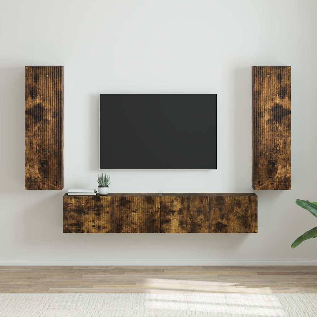 TV-Wandschrank 2 pcs Geräucherte Eiche 30 x 31 x 100 cm