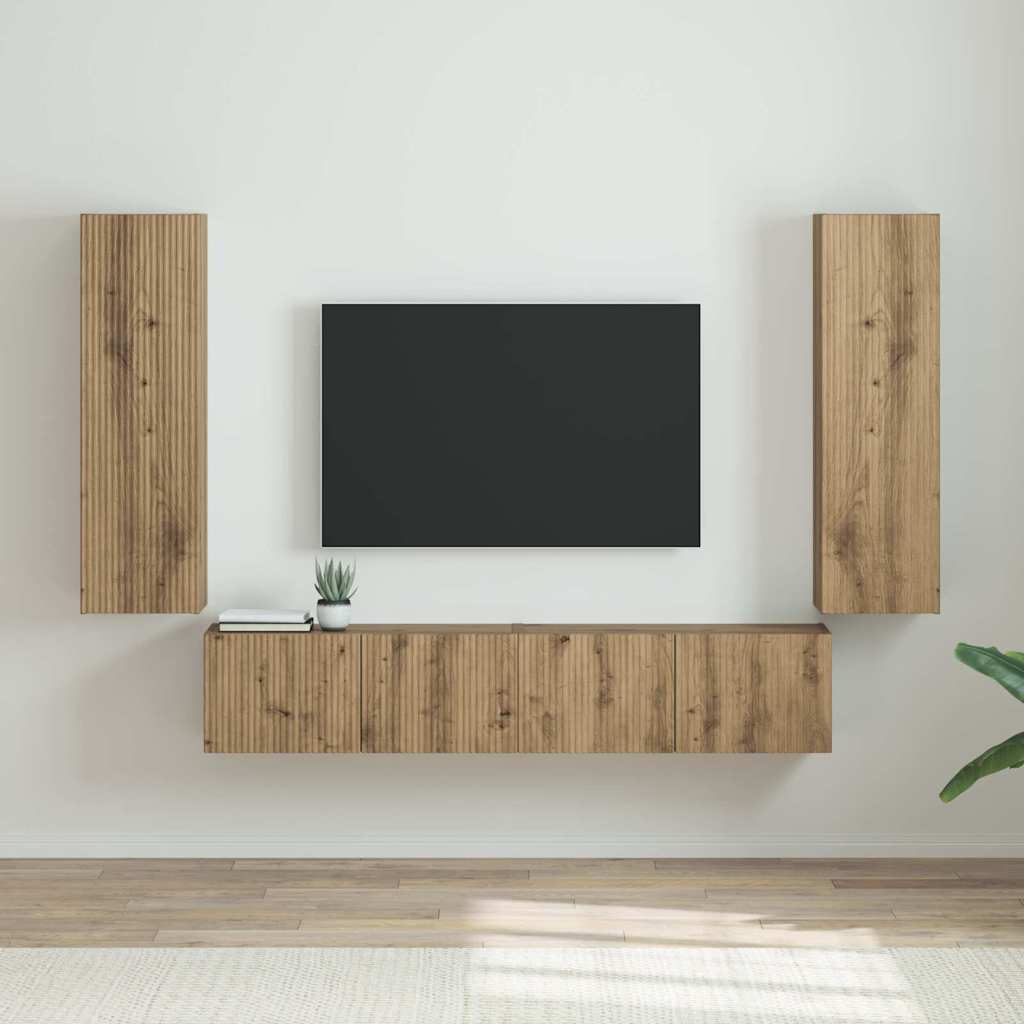 TV-Wandschrank 2 pcs Kunsthandwerk Eiche 30 x 31 x 100 cm