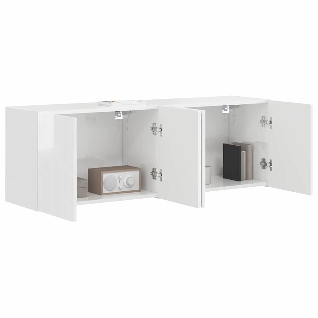 TV-Wandschrank 2 pcs Hochglanz Weiß 59,5 x 31 x 40 cm