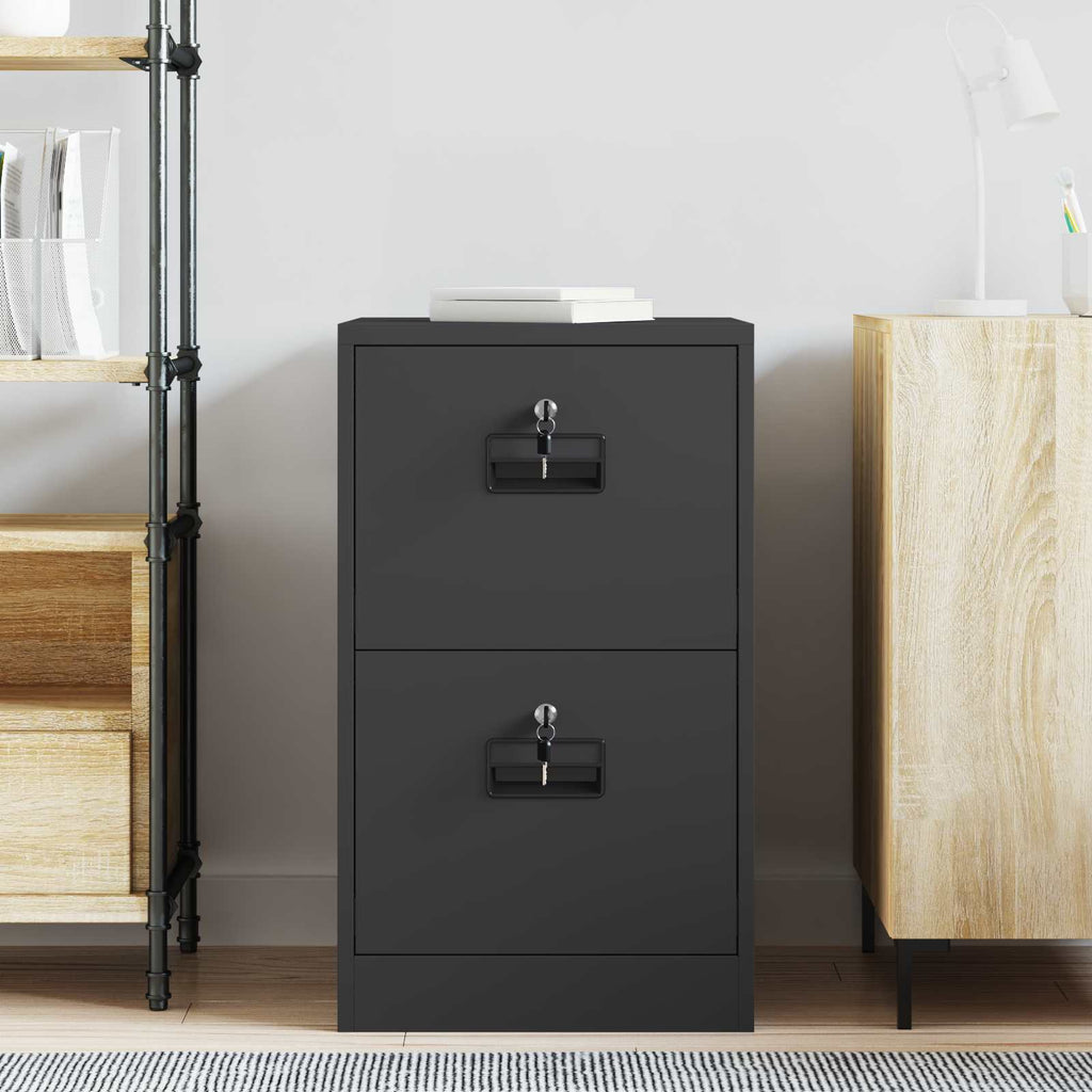 Aktenschrank Schwarz 44 x 50 x 74,5 cm Kaltgewalzter Stahl