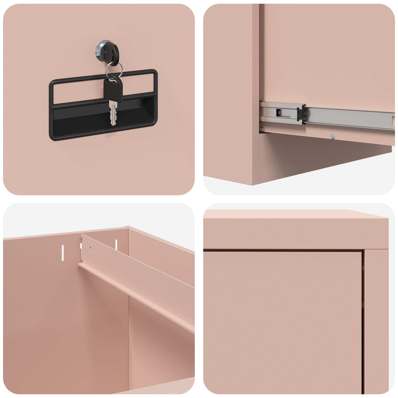 Aktenschrank Rosa 44 x 50 x 74,5 cm Kaltgewalzter Stahl