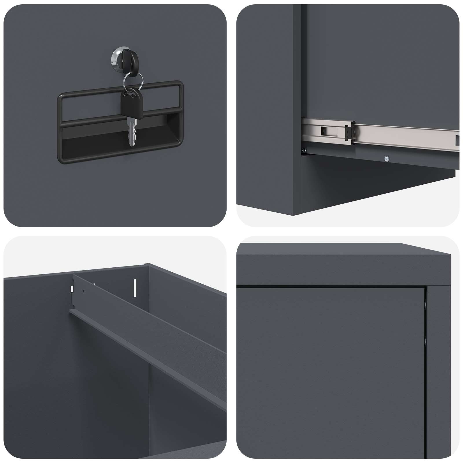 Aktenschrank Anthrazit 44 x 50 x 74,5 cm Kaltgewalzter Stahl