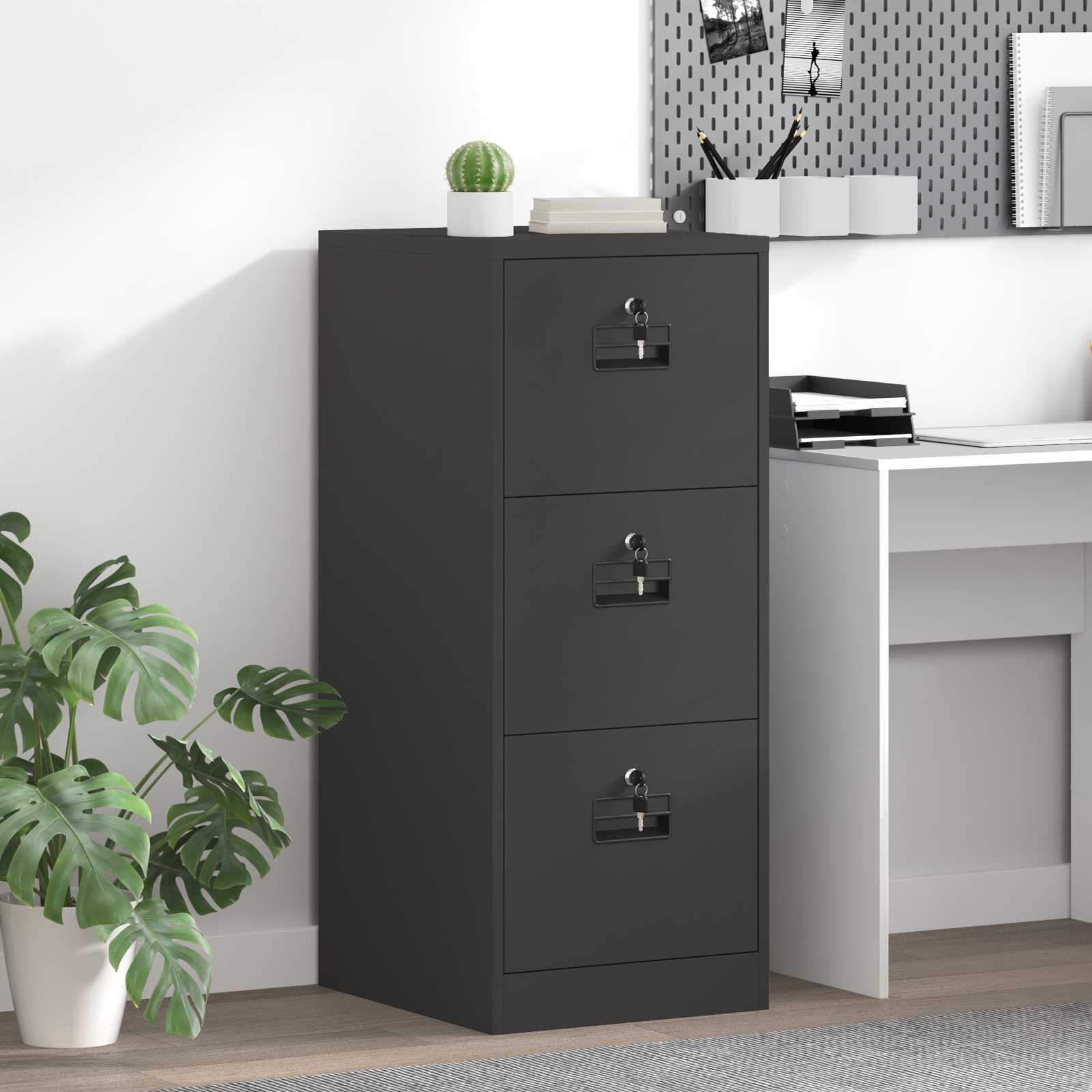 Aktenschrank Schwarz 44 x 50 x 106,5 cm Kaltgewalzter Stahl
