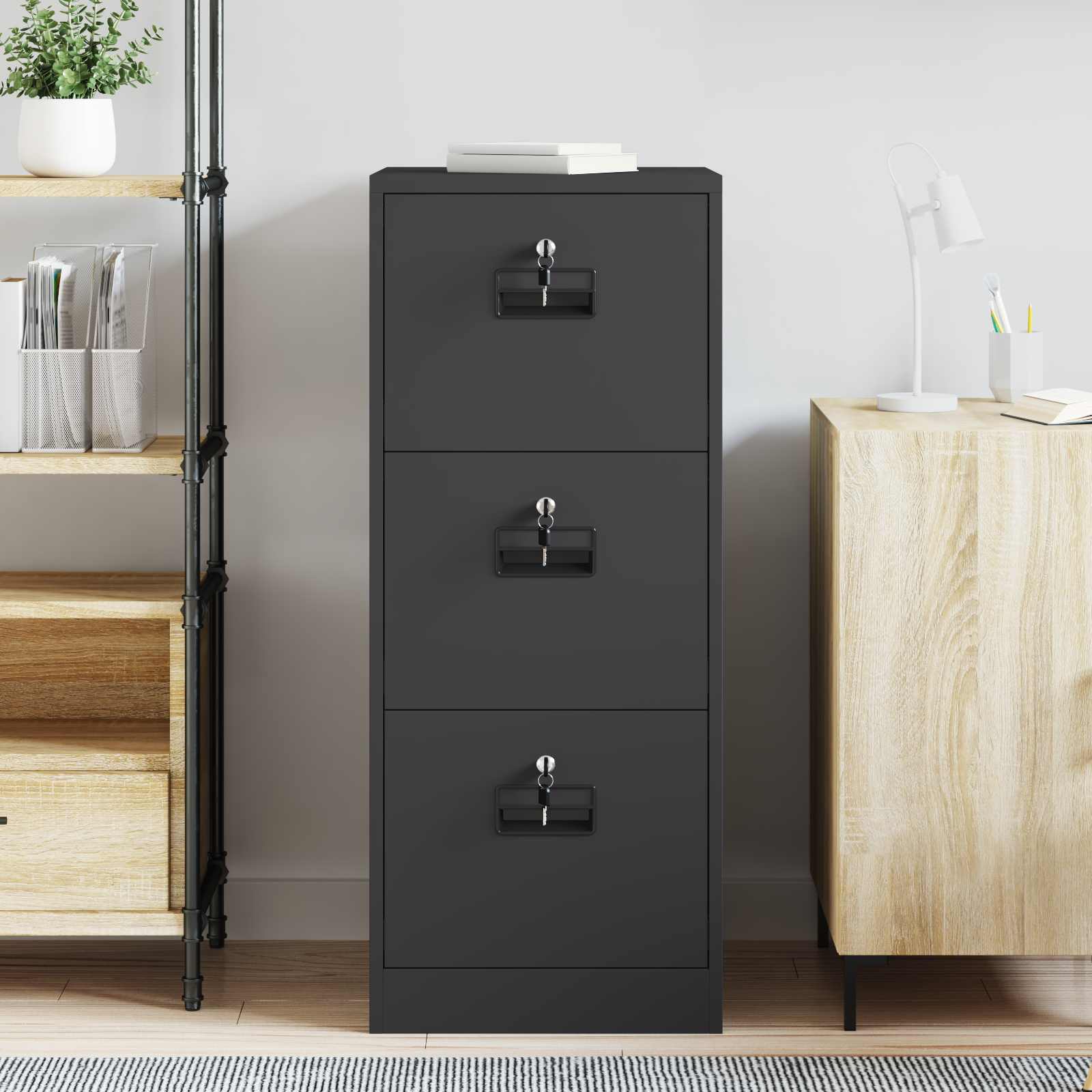 Aktenschrank Schwarz 44 x 50 x 106,5 cm Kaltgewalzter Stahl