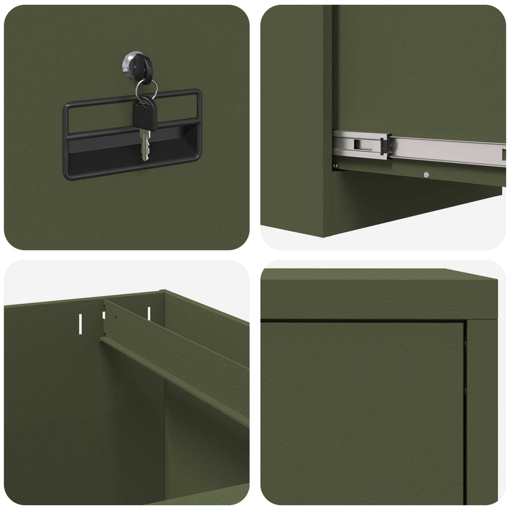 Aktenschrank Olive Grün 44 x 50 x 106,5 cm Kaltgewalzter Stahl