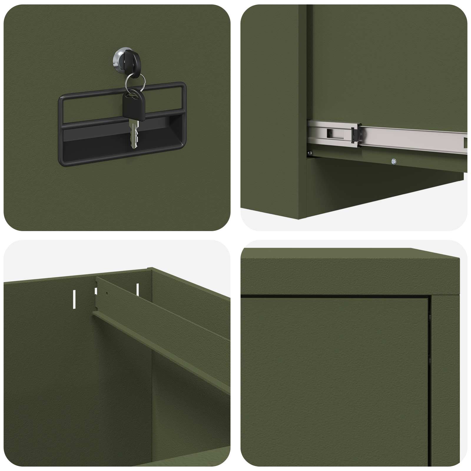 Aktenschrank Olive Grün 44 x 50 x 106,5 cm Kaltgewalzter Stahl