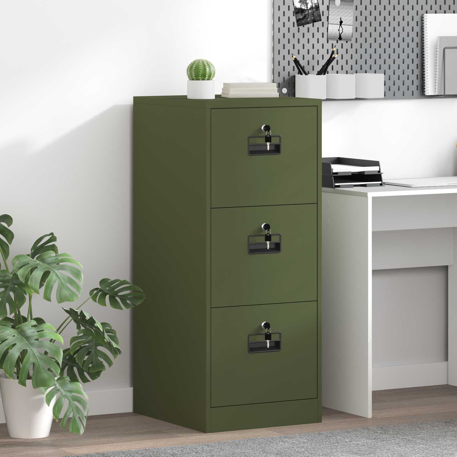 Aktenschrank Olive Grün 44 x 50 x 106,5 cm Kaltgewalzter Stahl