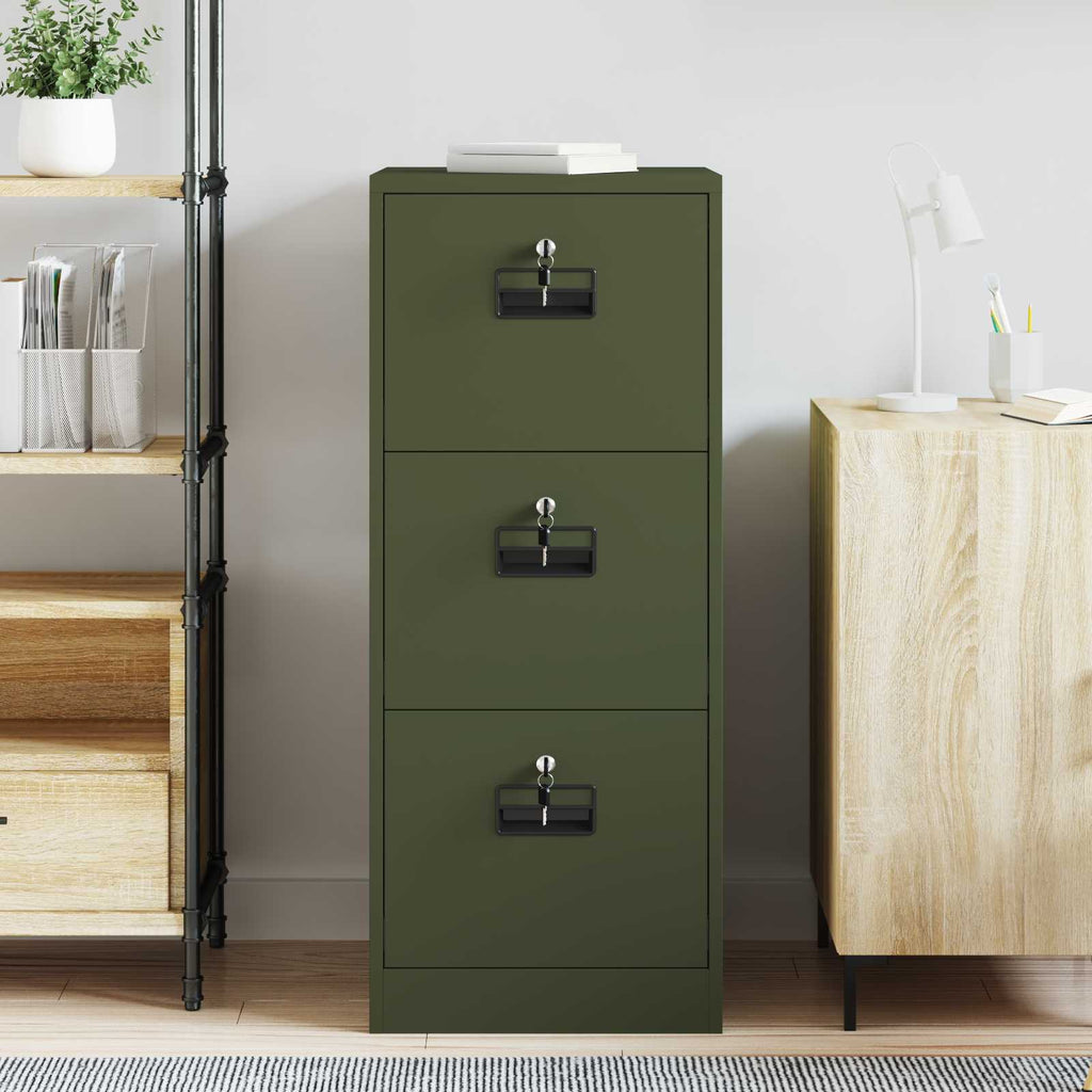 Aktenschrank Olive Grün 44 x 50 x 106,5 cm Kaltgewalzter Stahl