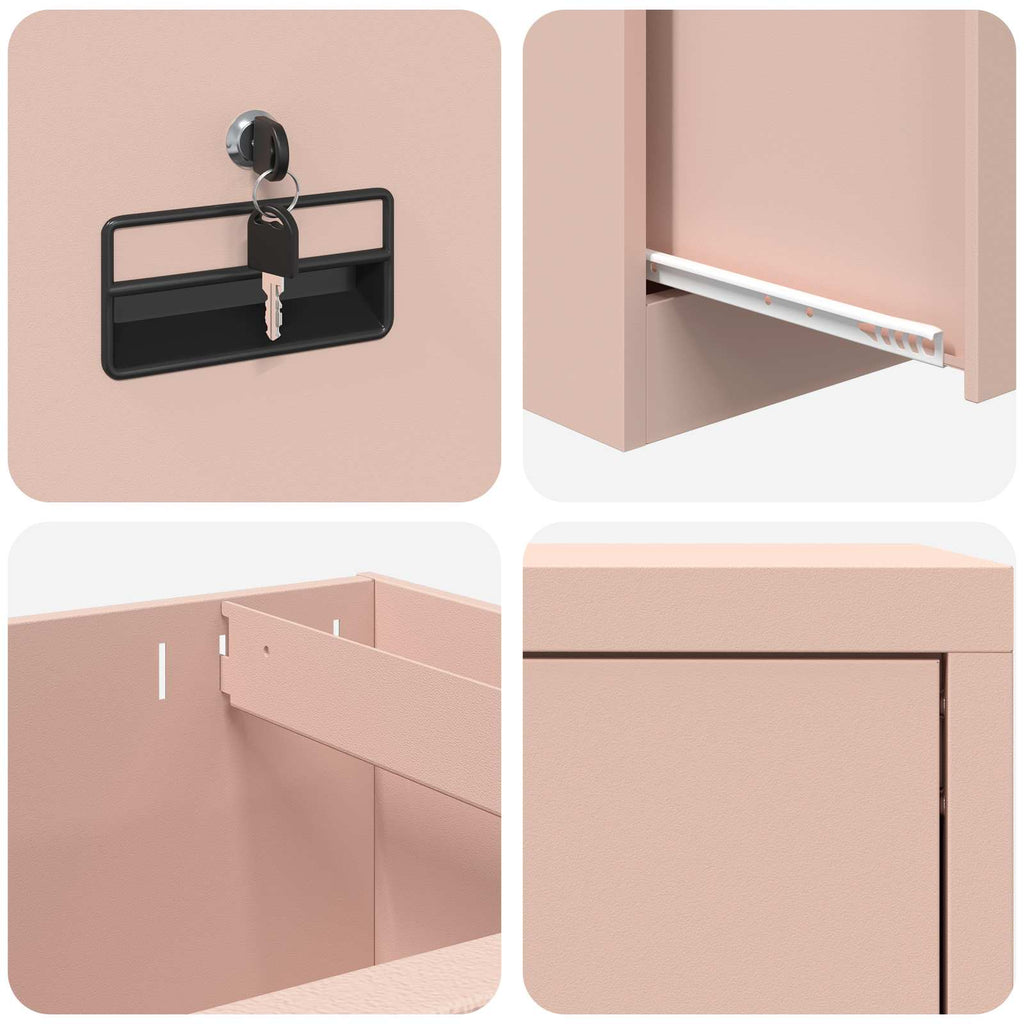 Aktenschrank Rosa 45,5 x 42 x 74,5 cm Kaltgewalzter Stahl