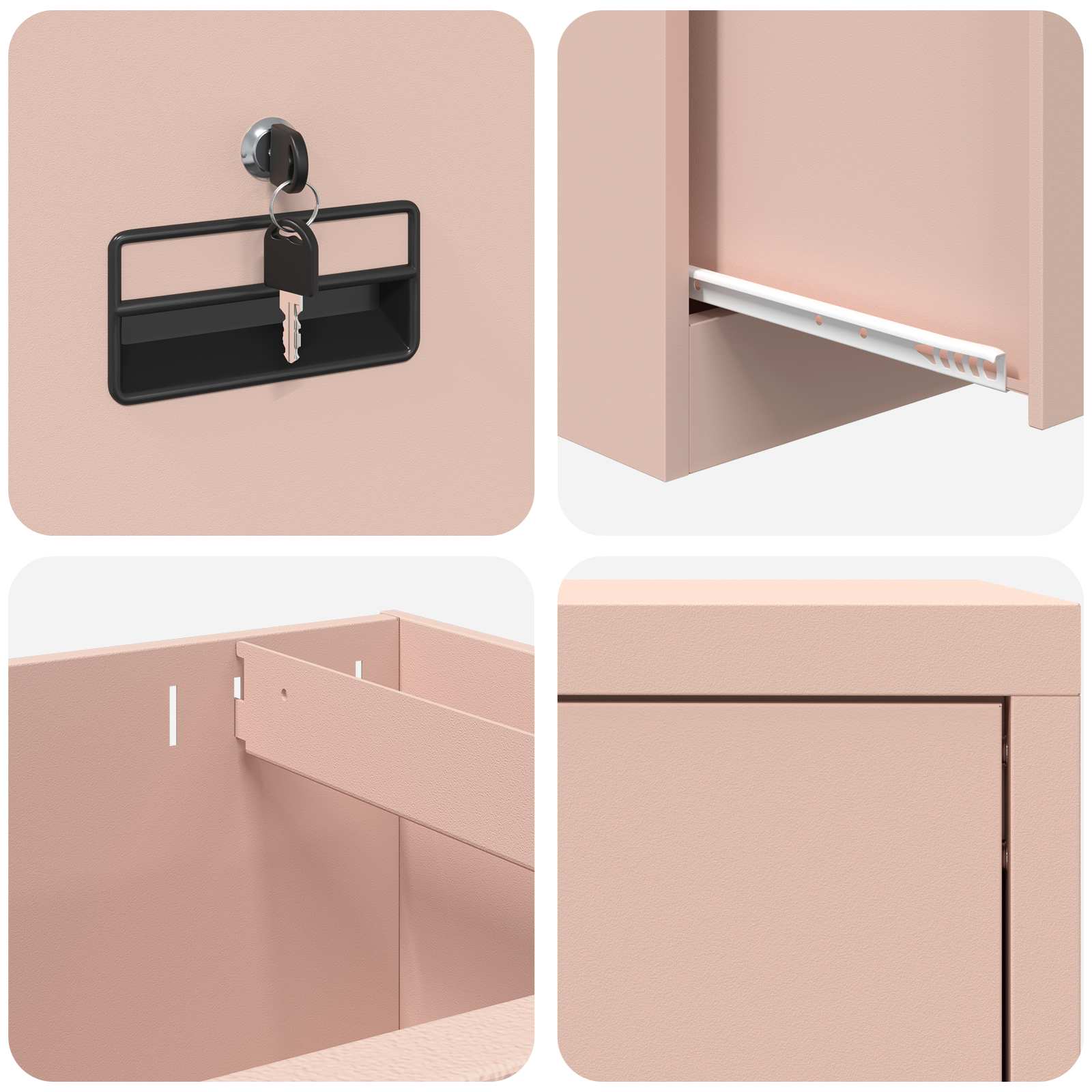 Aktenschrank Rosa 45,5 x 42 x 74,5 cm Kaltgewalzter Stahl