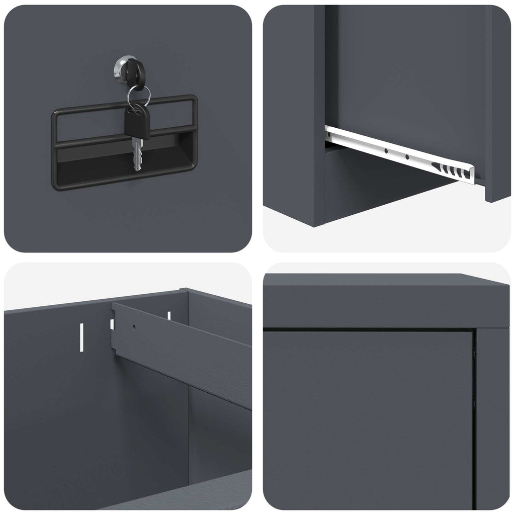 Aktenschrank Anthrazit 45,5 x 42 x 74,5 cm Kaltgewalzter Stahl