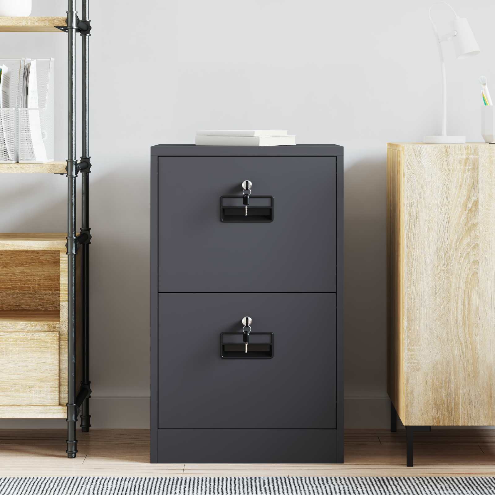 Aktenschrank Anthrazit 45,5 x 42 x 74,5 cm Kaltgewalzter Stahl