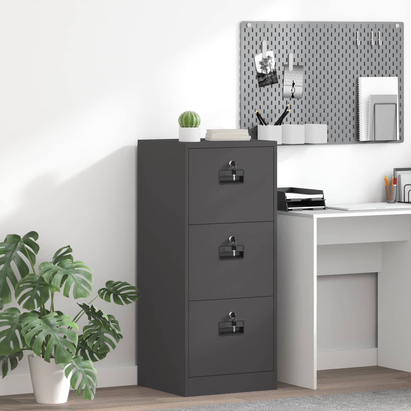 Aktenschrank Schwarz 45,5 x 42 x 106,5 cm Kaltgewalzter Stahl