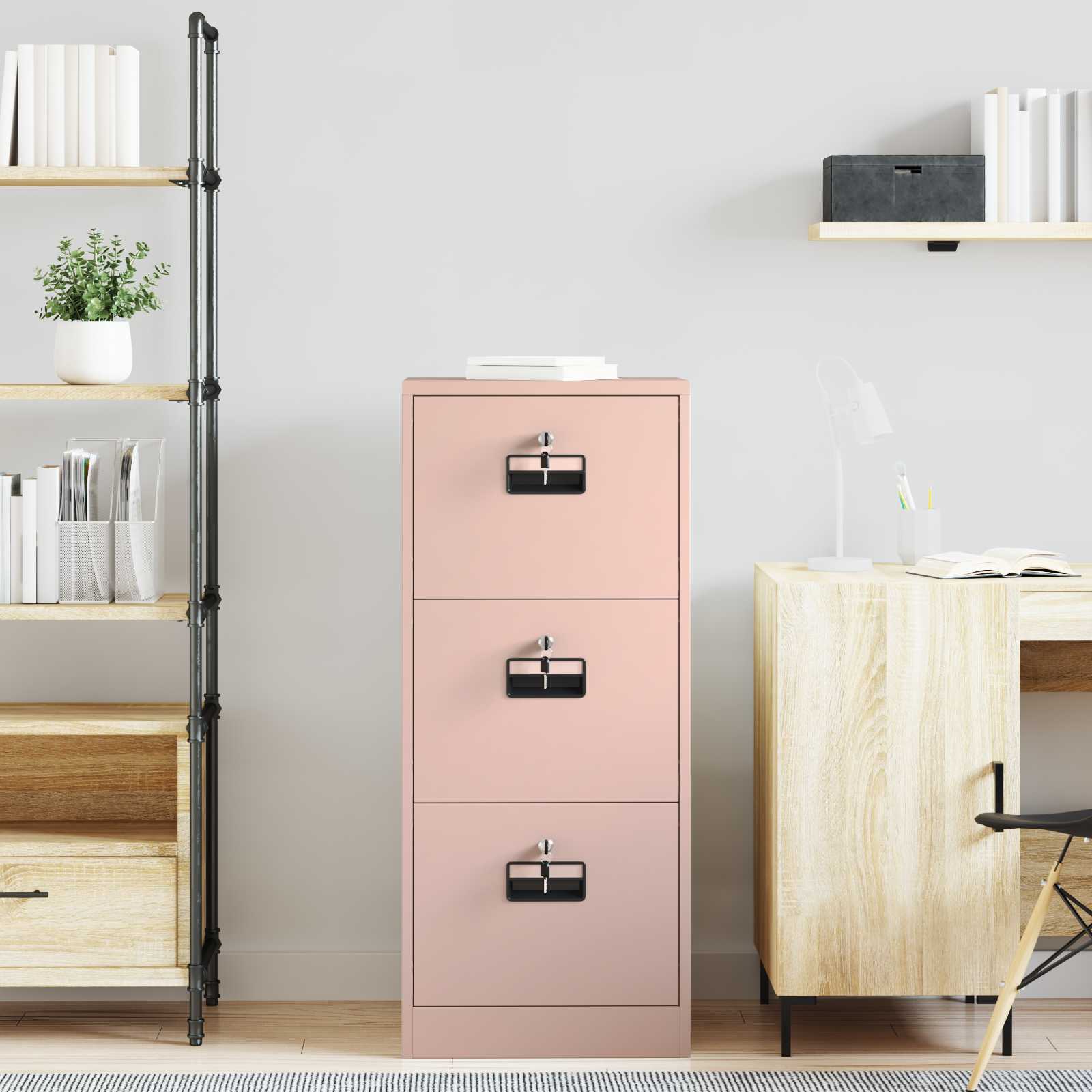 Aktenschrank Rosa 45,5 x 42 x 106,5 cm Kaltgewalzter Stahl