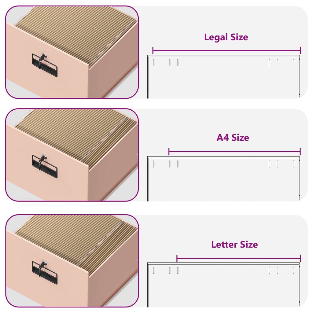 Aktenschrank Rosa 45,5 x 42 x 106,5 cm Kaltgewalzter Stahl
