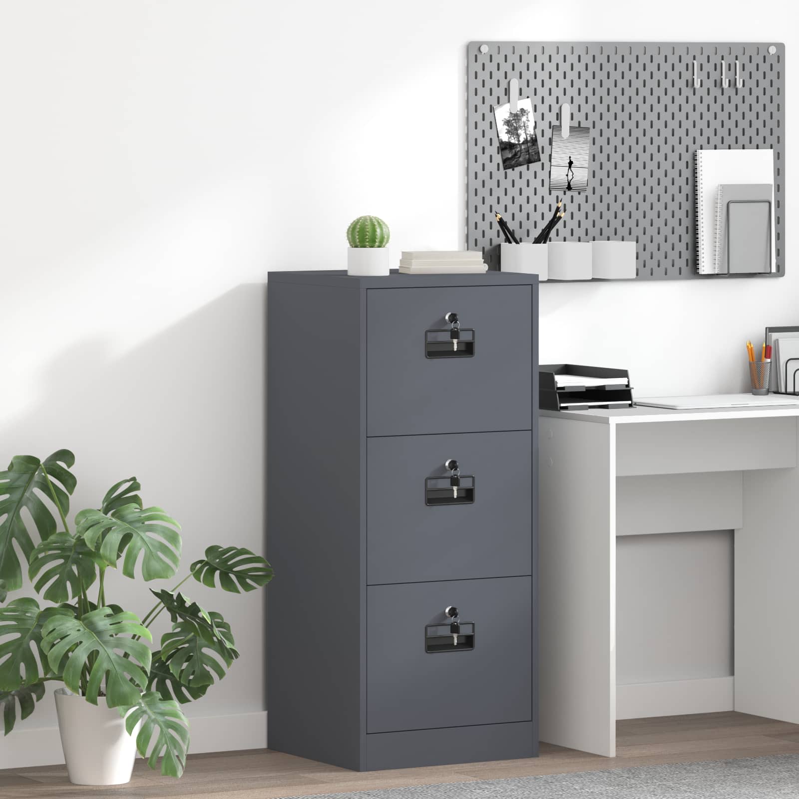 Aktenschrank Anthrazit 45,5 x 42 x 106,5 cm Kaltgewalzter Stahl