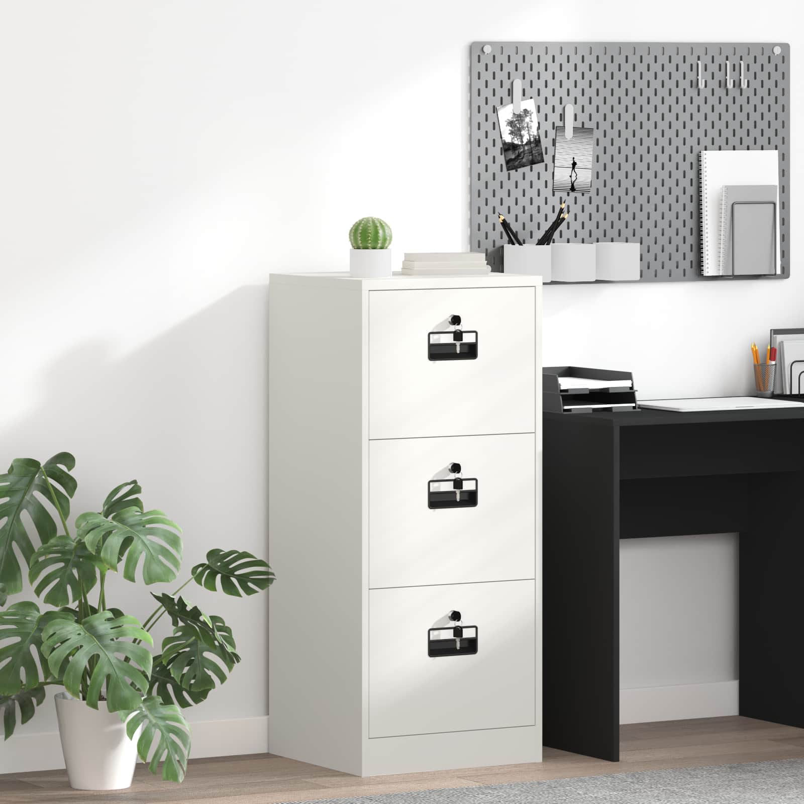 Aktenschrank Weiß 45,5 x 42 x 106,5 cm Kaltgewalzter Stahl