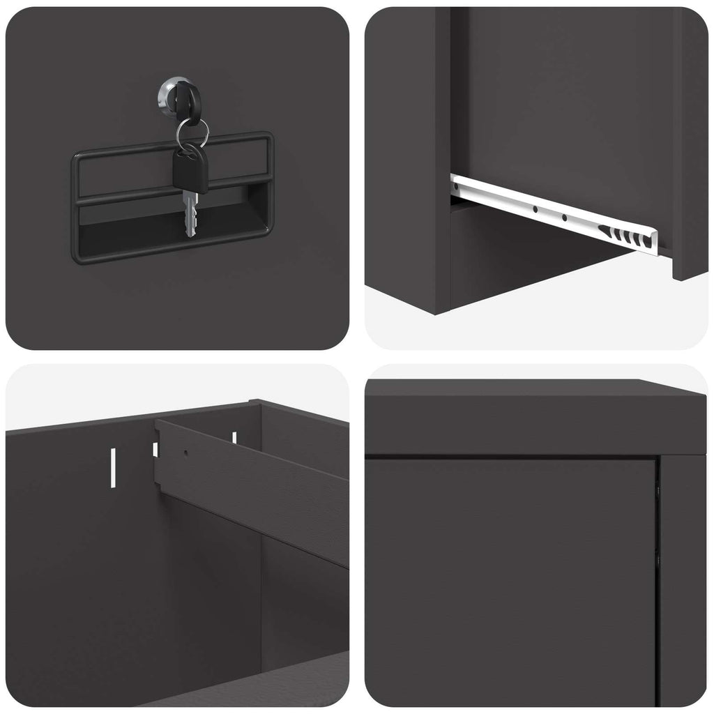 Aktenschrank Schwarz 45,5 x 42 x 139 cm Kaltgewalzter Stahl