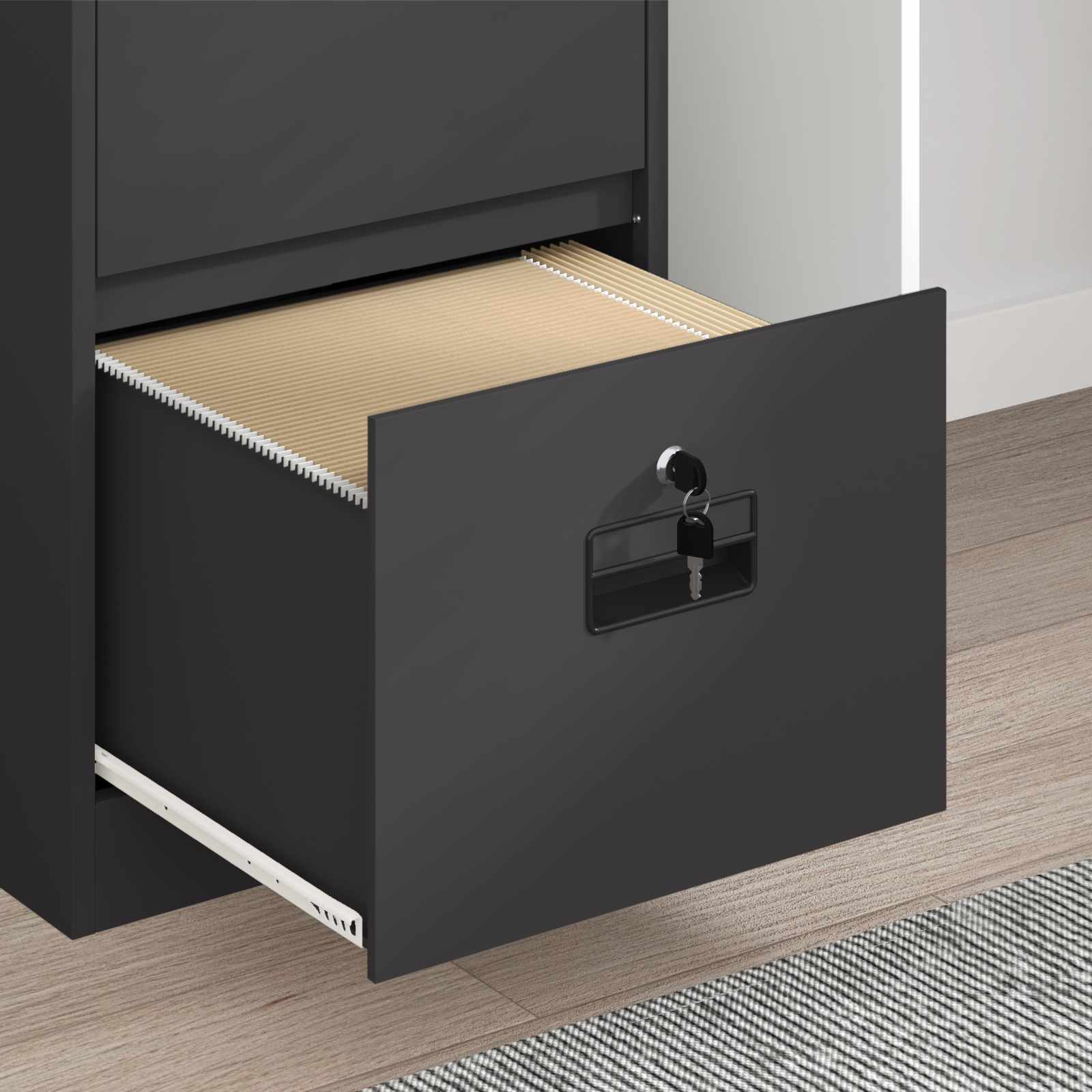 Aktenschrank Schwarz 45,5 x 42 x 139 cm Kaltgewalzter Stahl