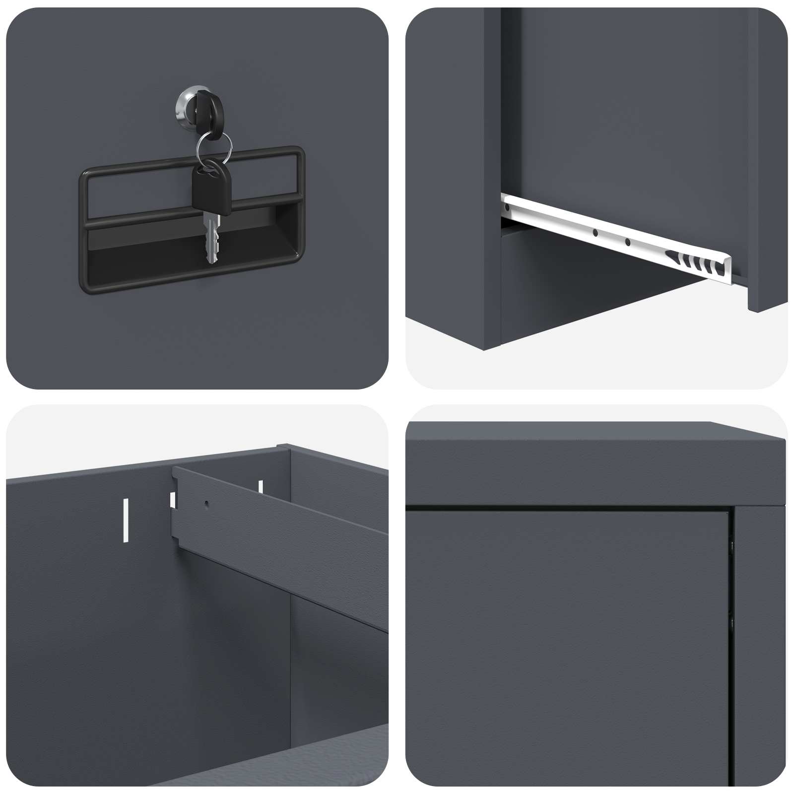 Aktenschrank Anthrazit 45,5 x 42 x 139 cm Kaltgewalzter Stahl