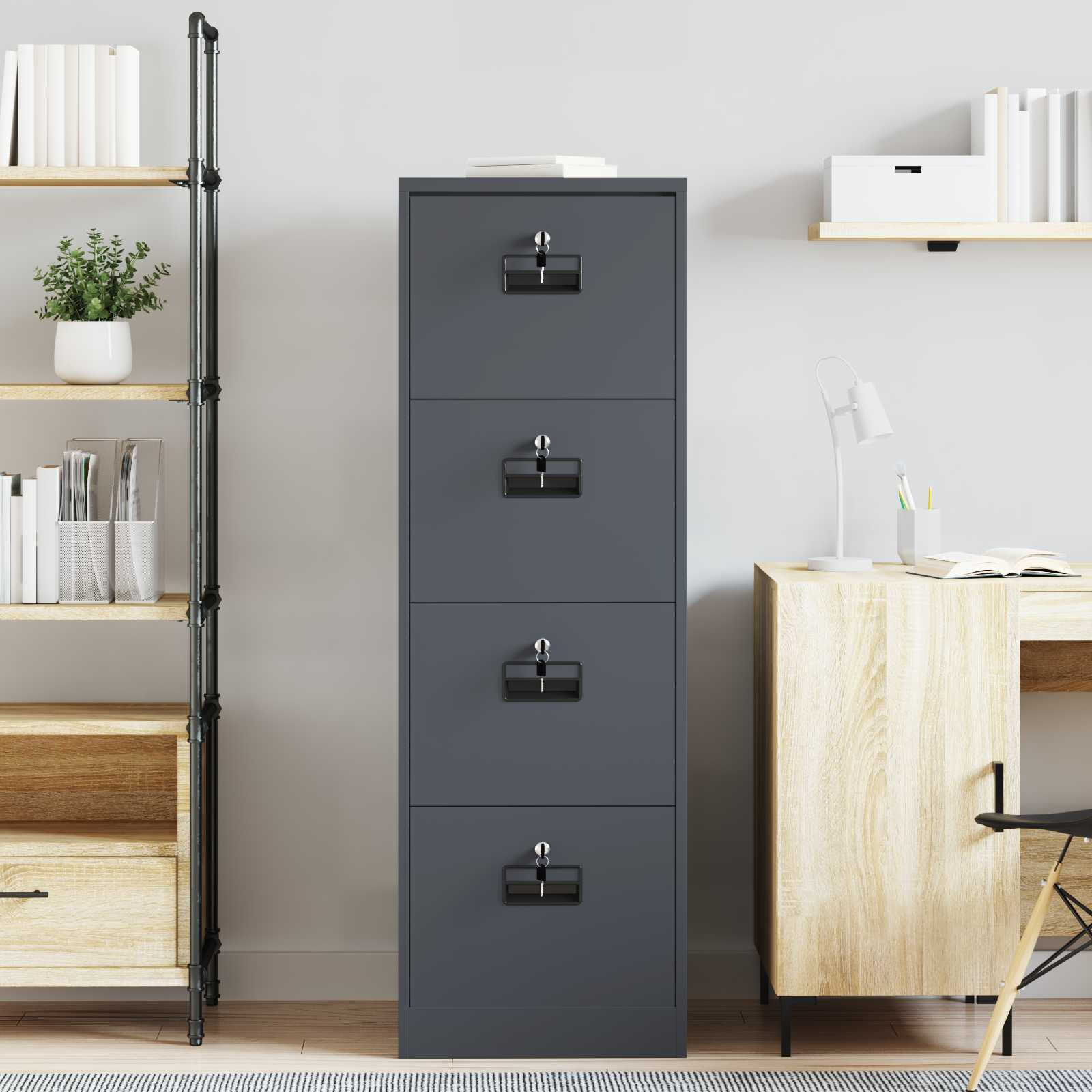 Aktenschrank Anthrazit 45,5 x 42 x 139 cm Kaltgewalzter Stahl