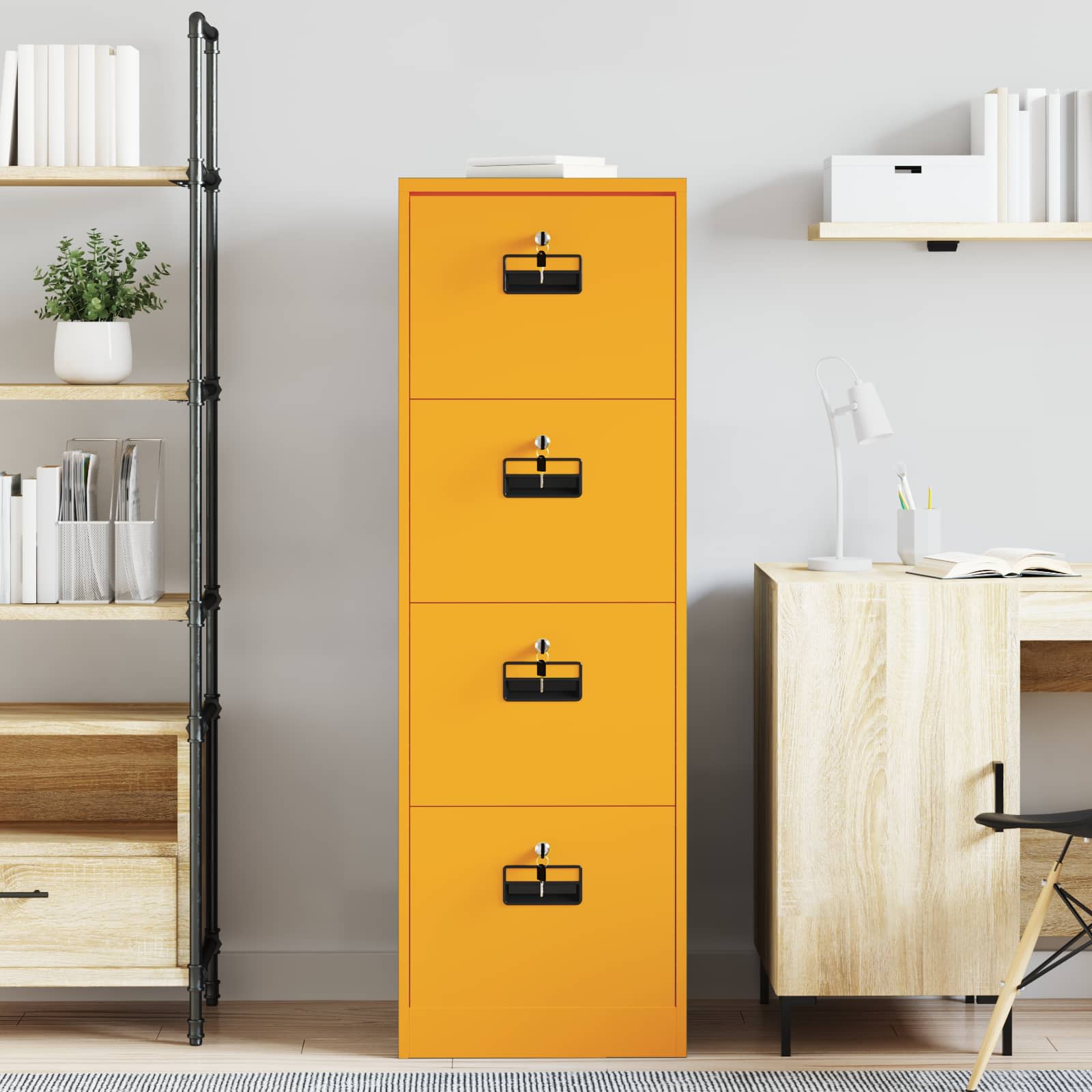 Aktenschrank Senfgelb 45,5 x 42 x 139 cm Kaltgewalzter Stahl