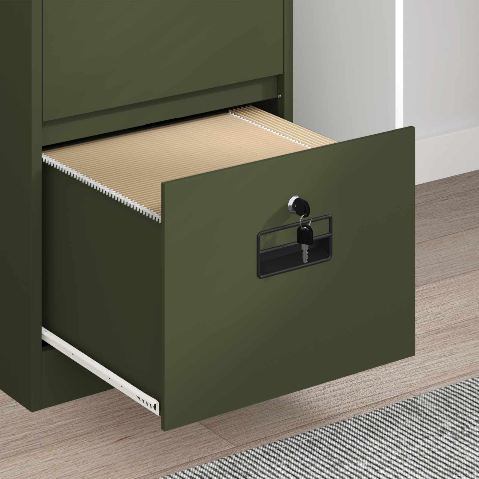 Aktenschrank Olive Grün 45,5 x 42 x 139 cm Kaltgewalzter Stahl